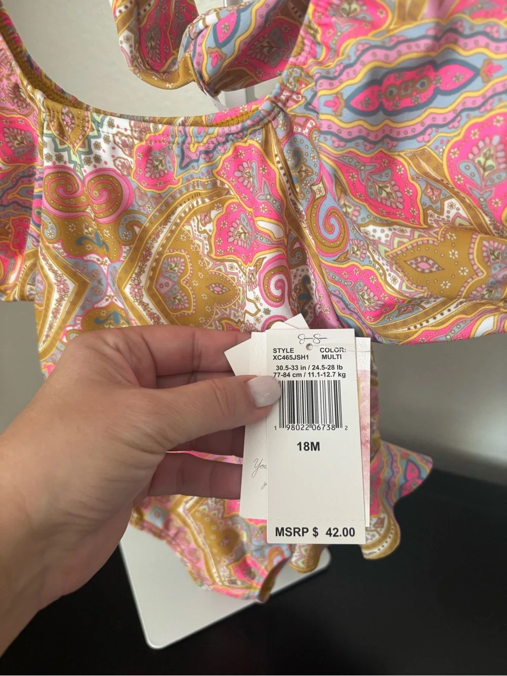 Jessica Simpson Pink & Gold Paisley Swimsuit